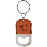 Leatherette Oval Bottle Opener Keychain